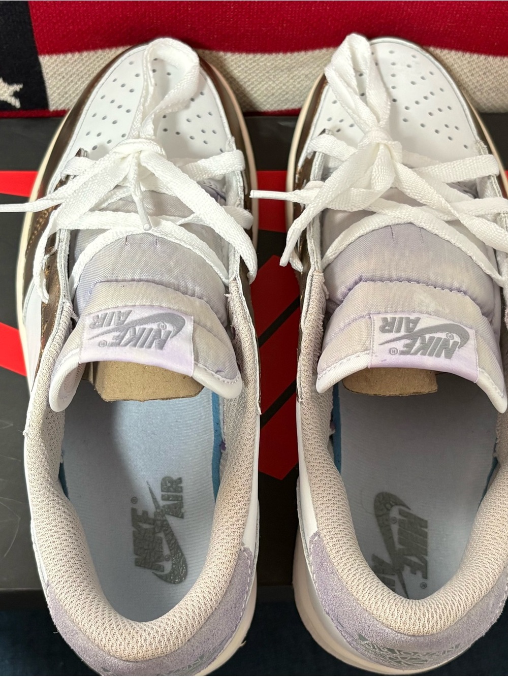 Nike Low-Top Sneakers in White & Metallic Bronze - Picture 7 of 16